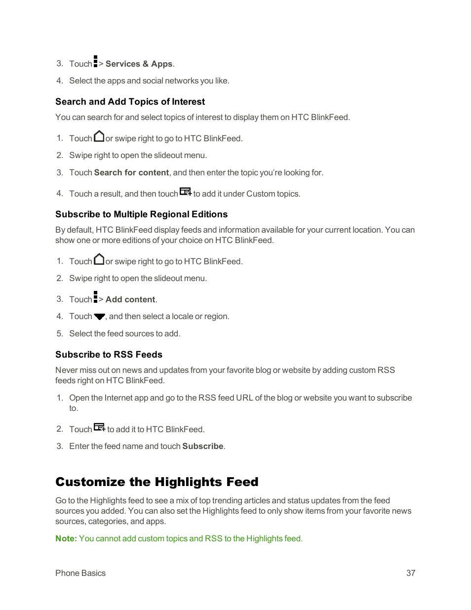 Customize the highlights feed | HTC One E8 User Manual | Page 50 / 262
