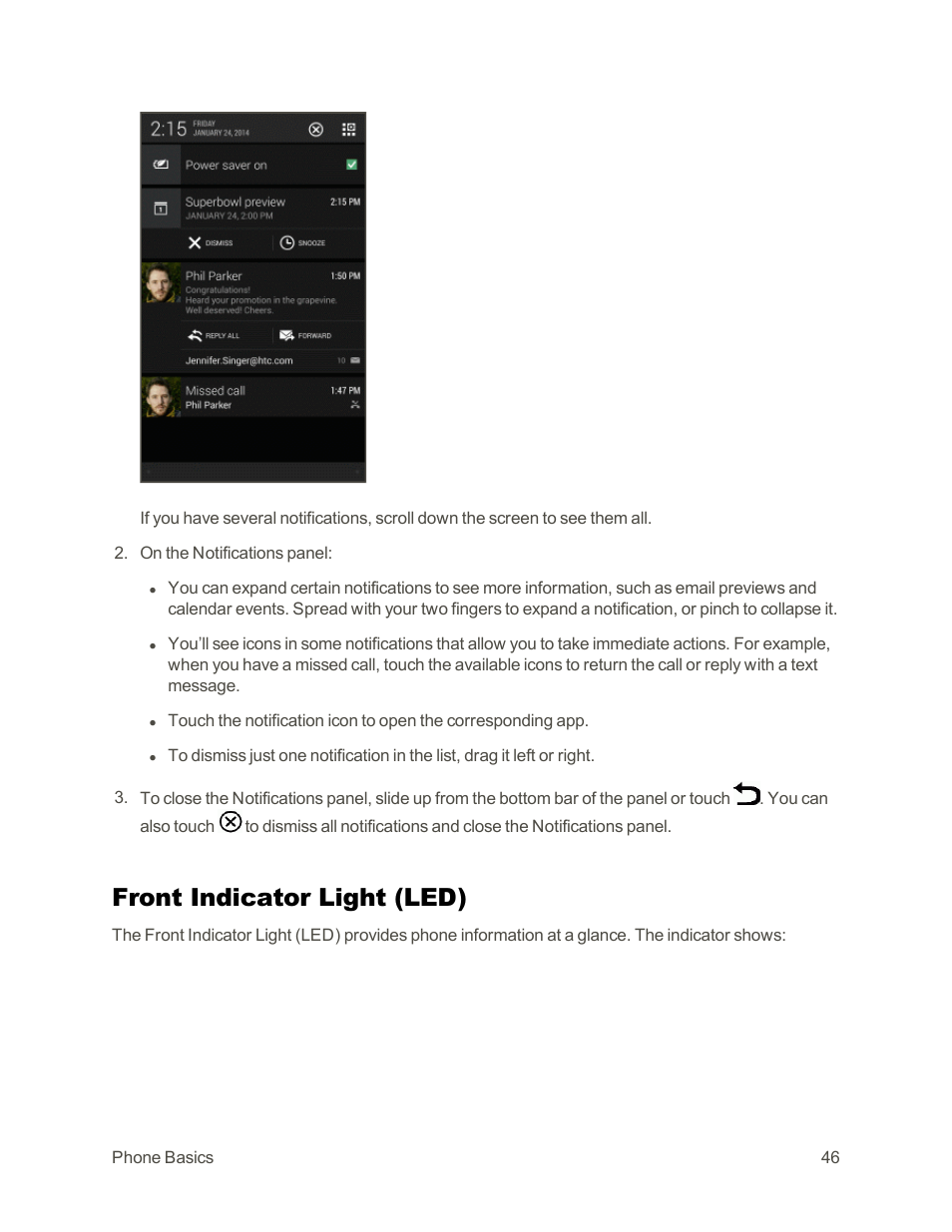 Front indicator light (led) | HTC One E8 User Manual | Page 59 / 262