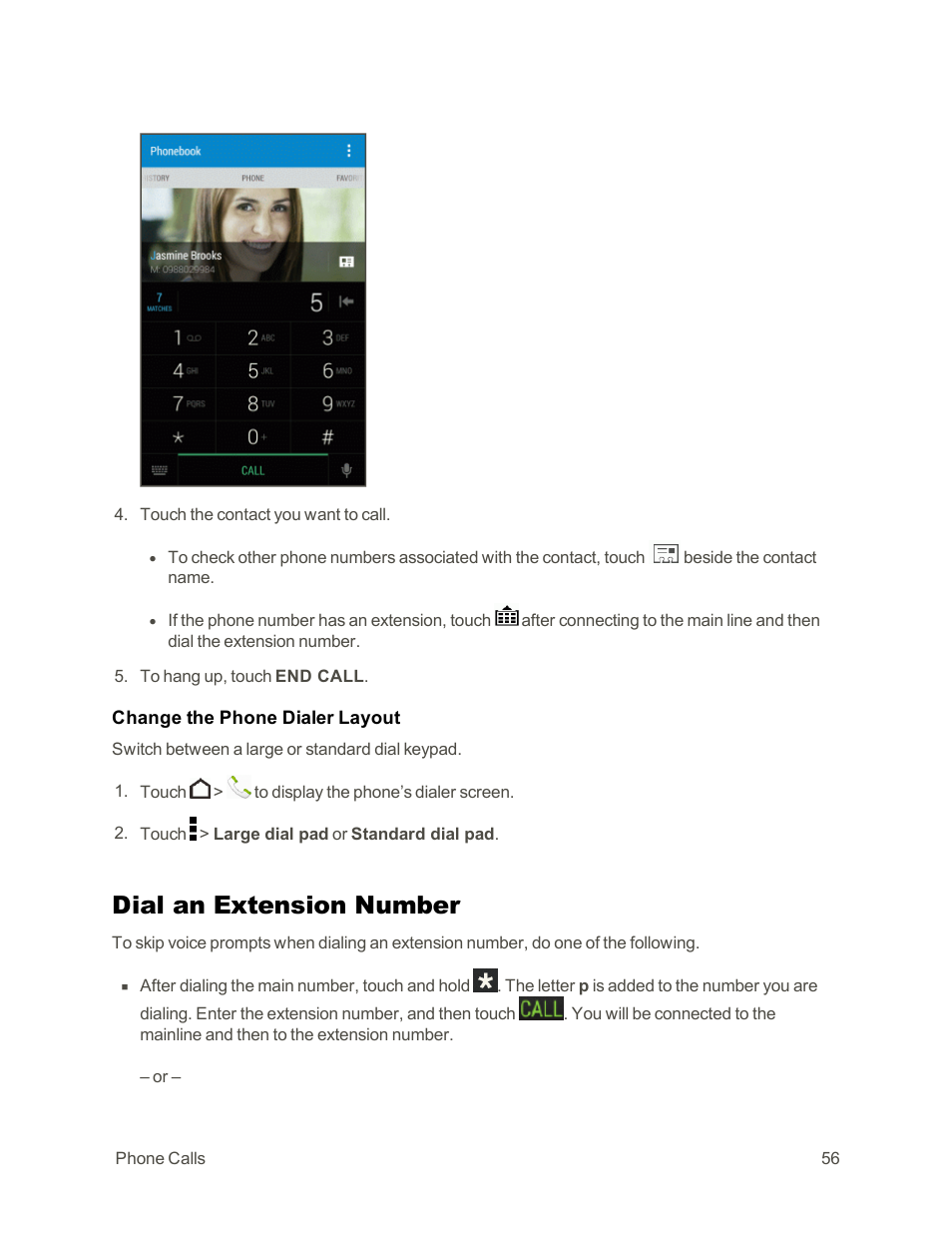 Dial an extension number | HTC One E8 User Manual | Page 69 / 262