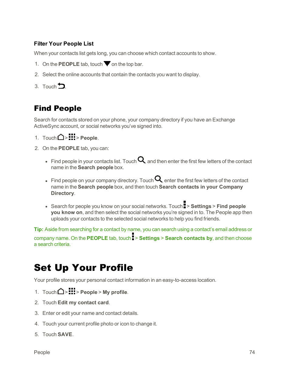 Find people, Set up your profile | HTC One E8 User Manual | Page 87 / 262