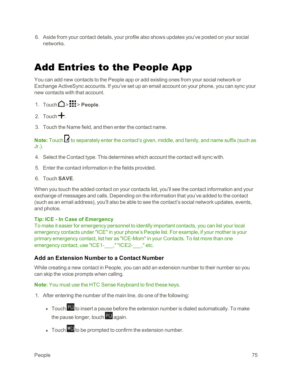 Add entries to the people app | HTC One E8 User Manual | Page 88 / 262