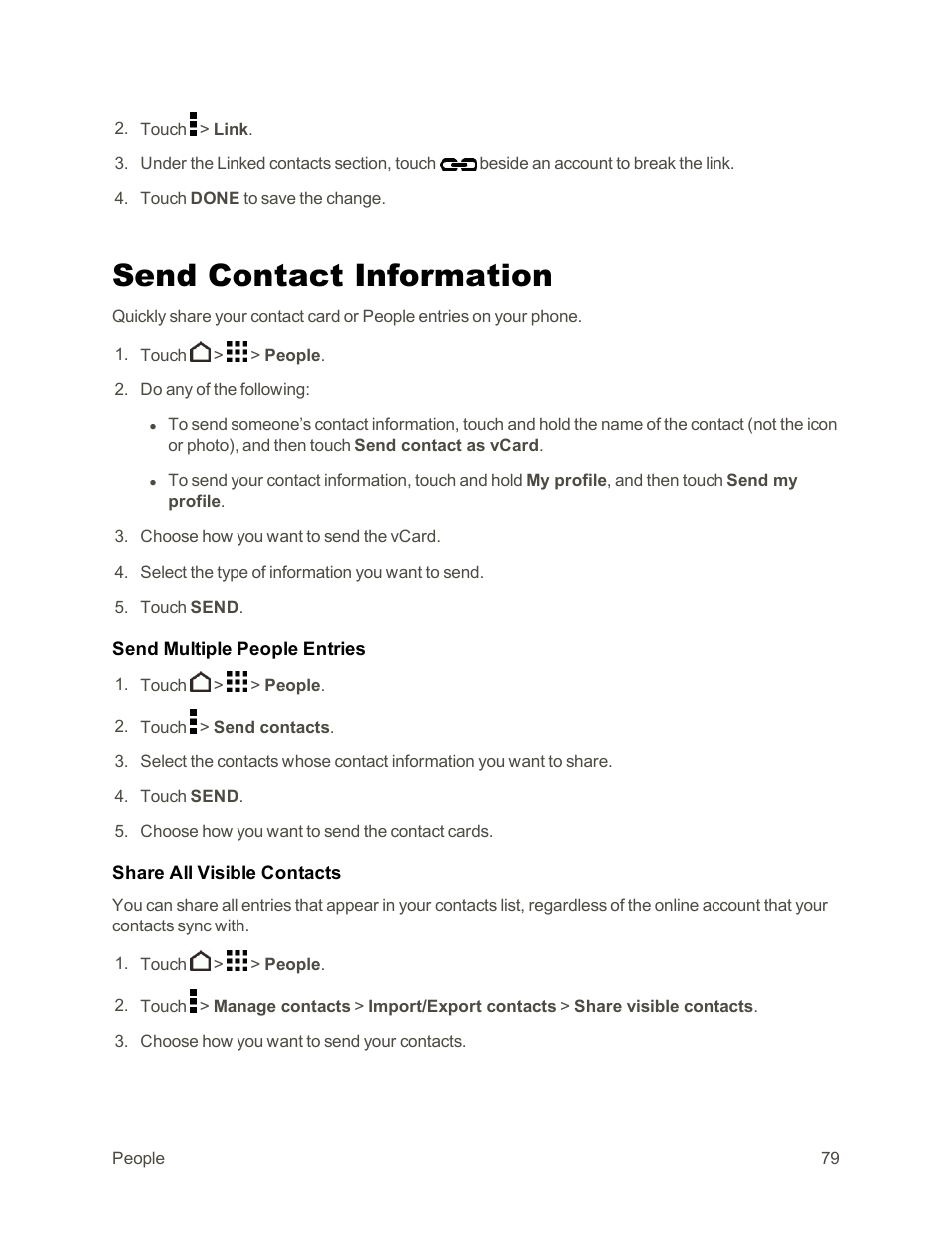 Send contact information | HTC One E8 User Manual | Page 92 / 262