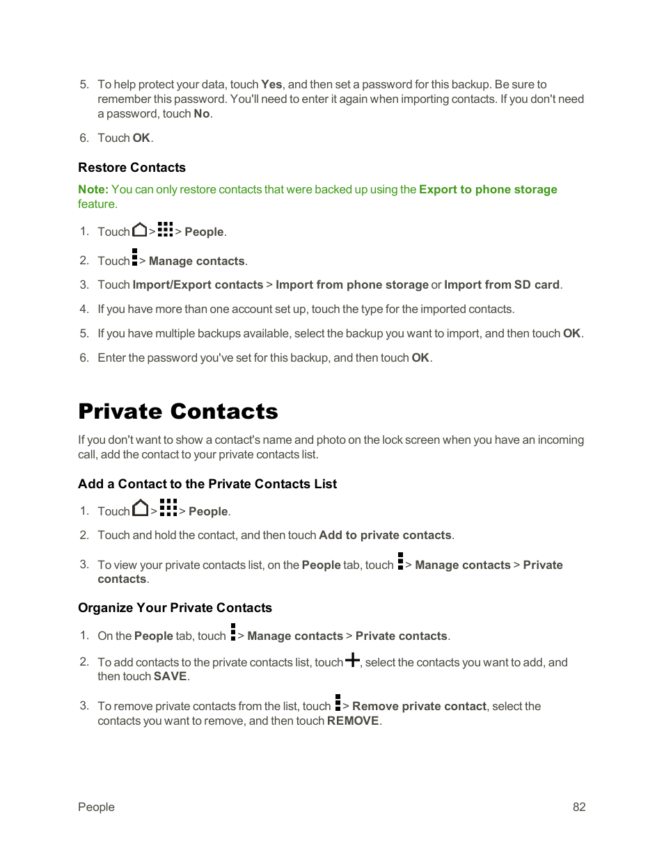 Private contacts | HTC One E8 User Manual | Page 95 / 262