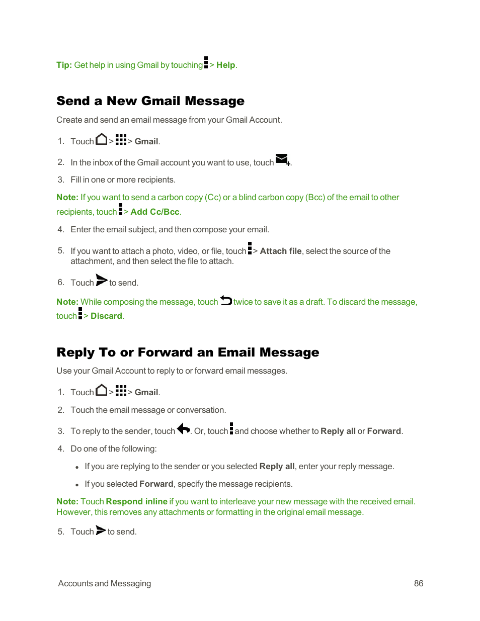 Send a new gmail message, Reply to or forward an email message | HTC One E8 User Manual | Page 99 / 262