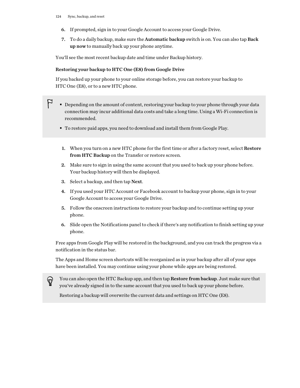 HTC One E8 User Manual | Page 124 / 188