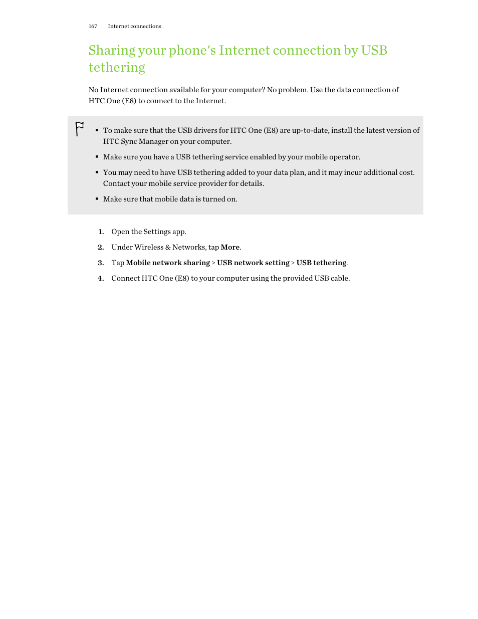 HTC One E8 User Manual | Page 167 / 188