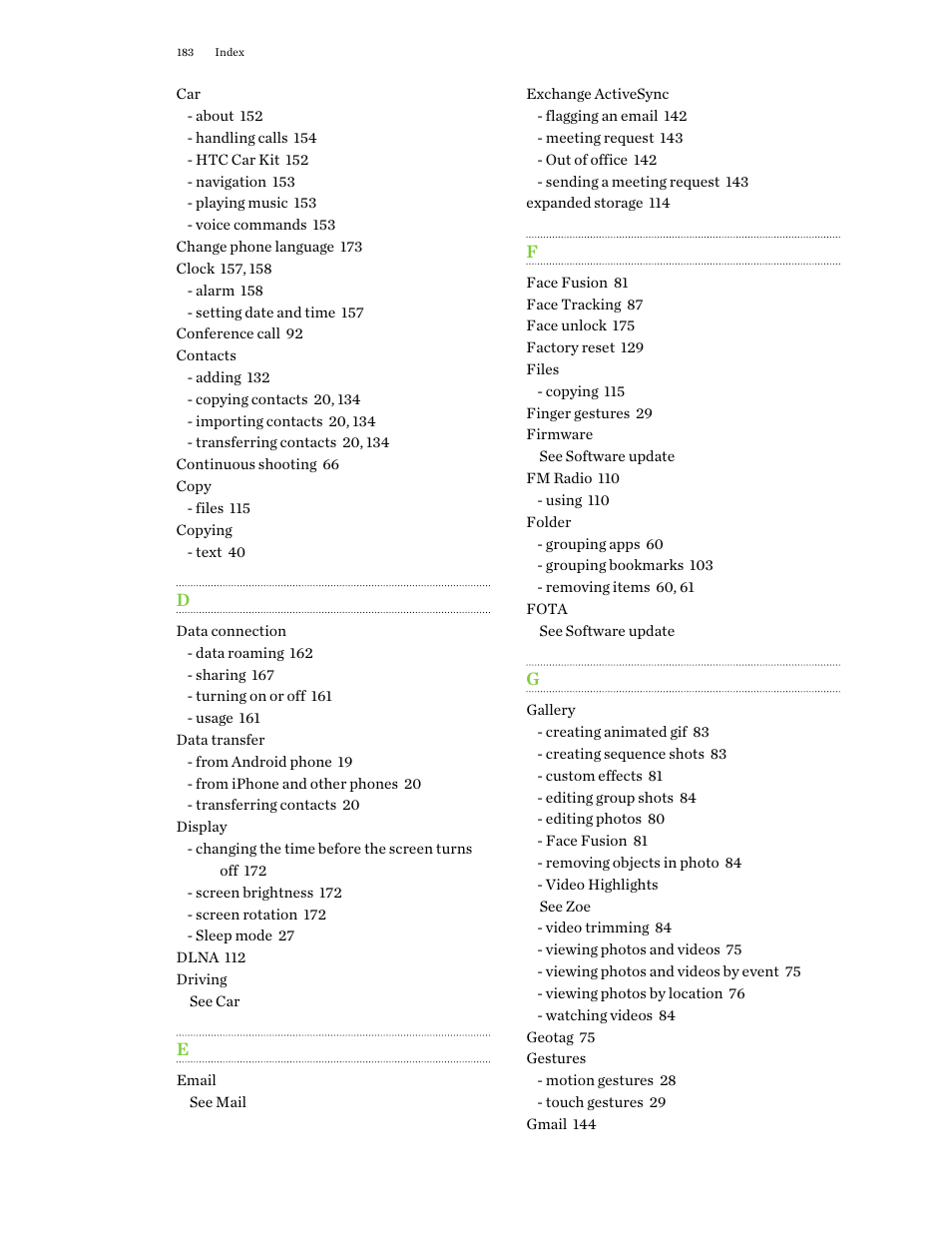 HTC One E8 User Manual | Page 183 / 188