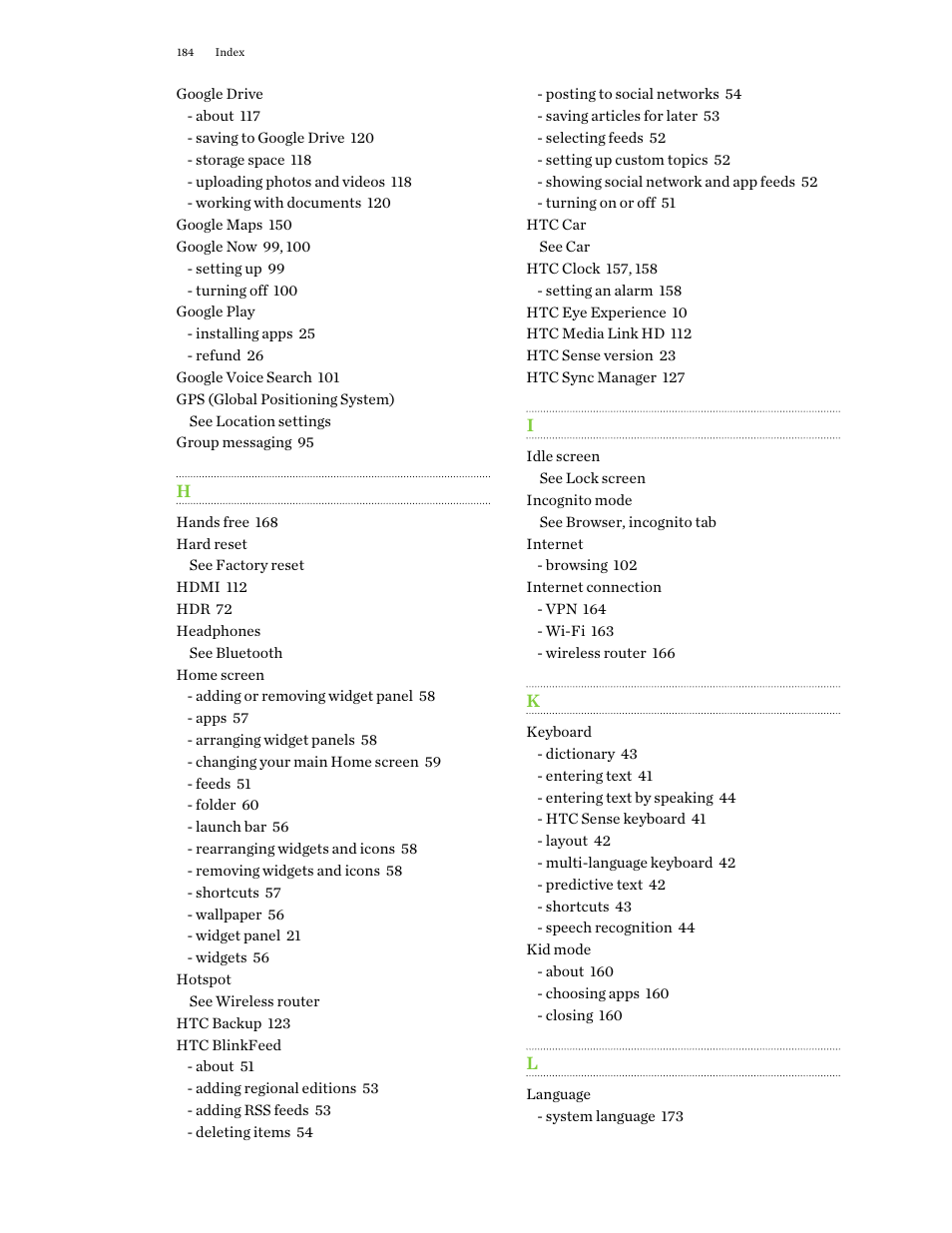 HTC One E8 User Manual | Page 184 / 188