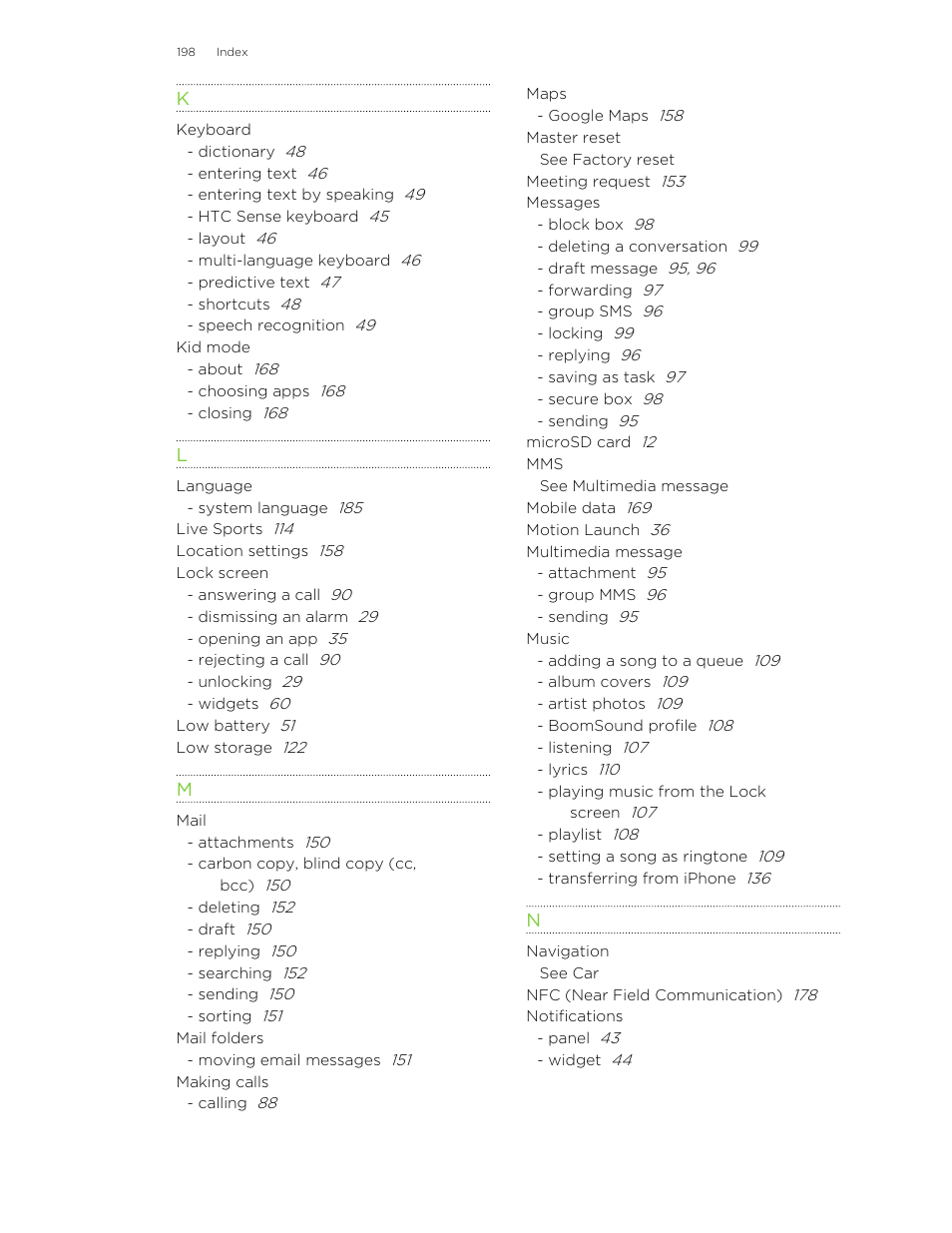 See mail, See location settings, See lock screen | HTC One M8 User Manual | Page 198 / 201