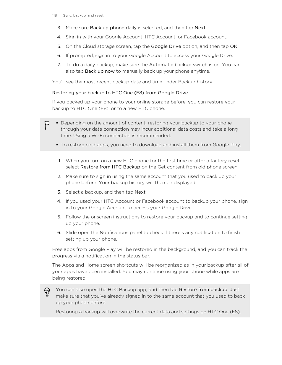 HTC One E8 User Manual | Page 118 / 185