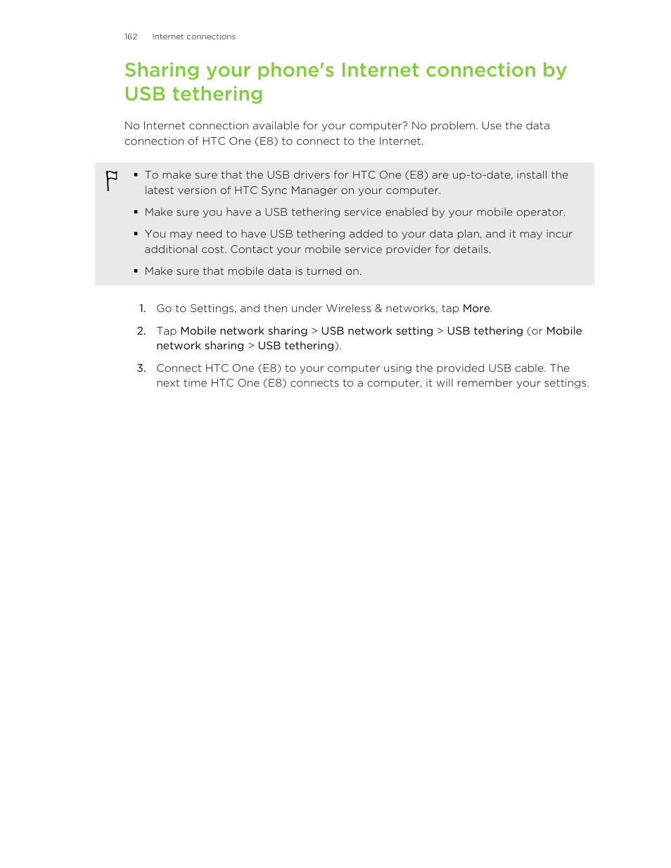 HTC One E8 User Manual | Page 162 / 185