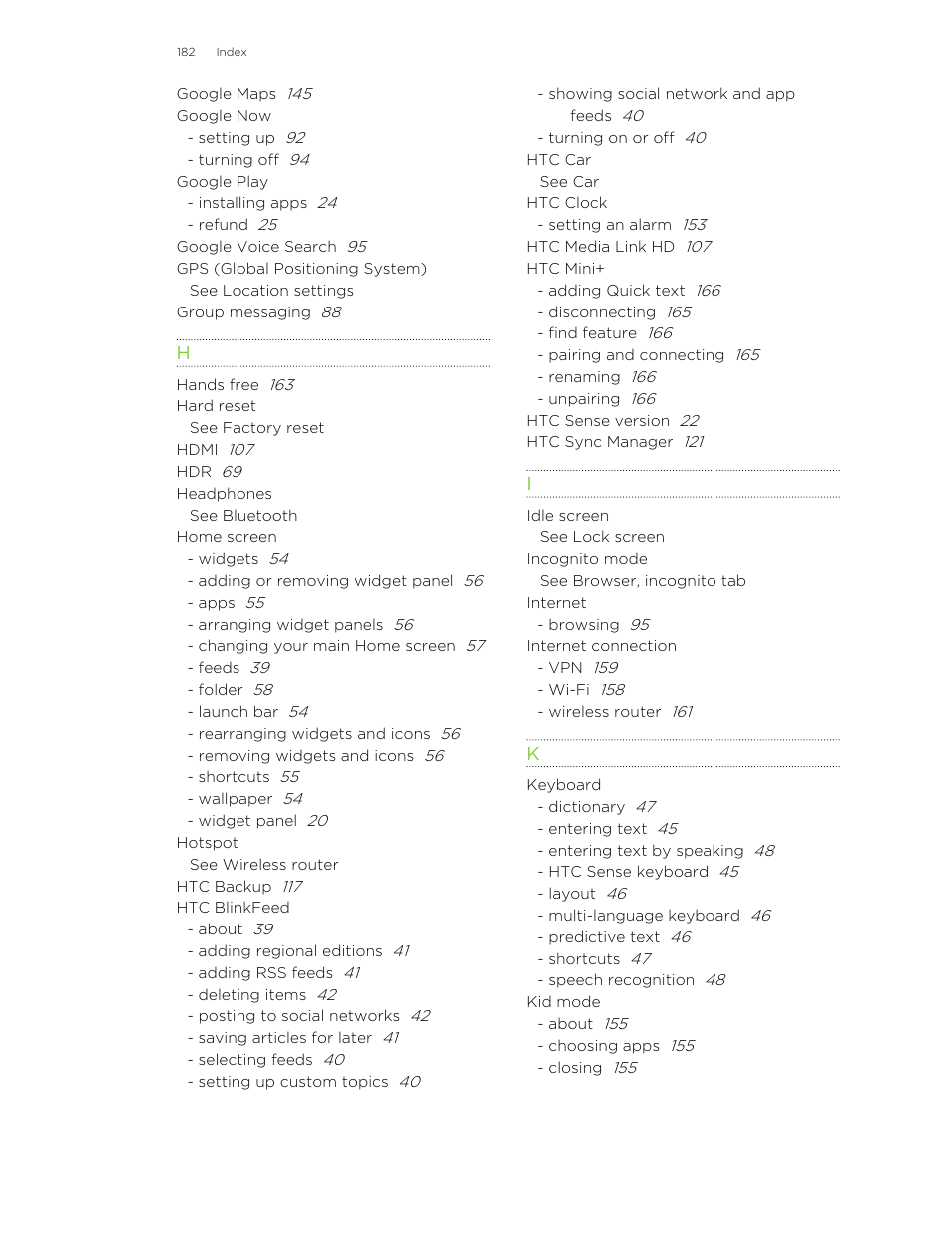 See htc blinkfeed | HTC One E8 User Manual | Page 182 / 185