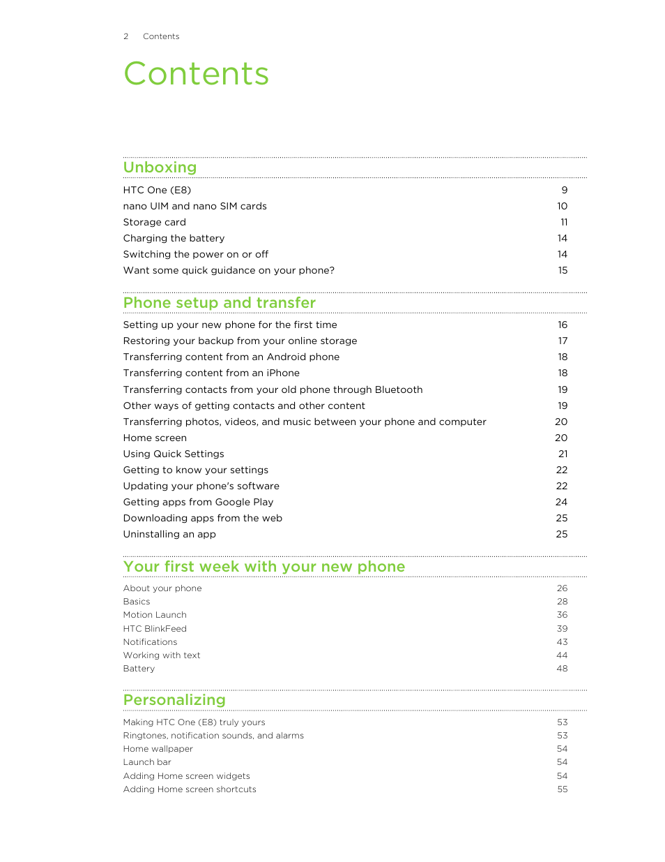 HTC One E8 User Manual | Page 2 / 185