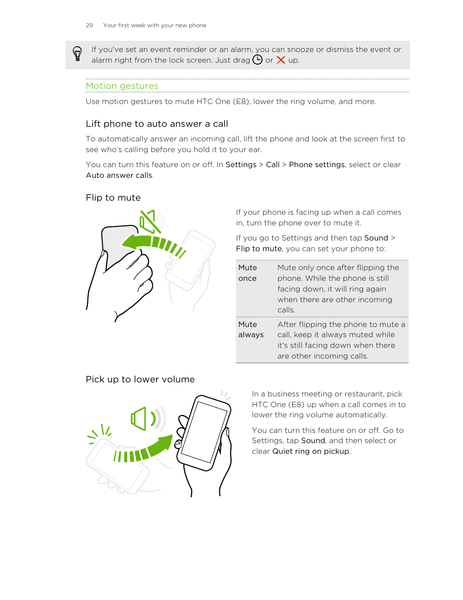 Motion gestures | HTC One E8 User Manual | Page 29 / 185