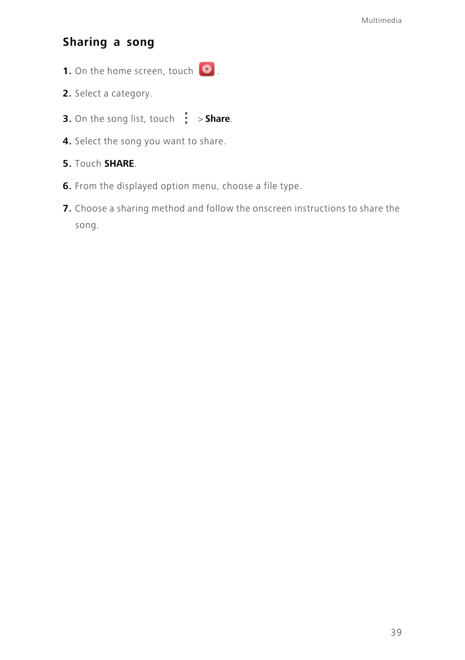 Sharing a song | Huawei Ascend Y550 User Manual | Page 43 / 71