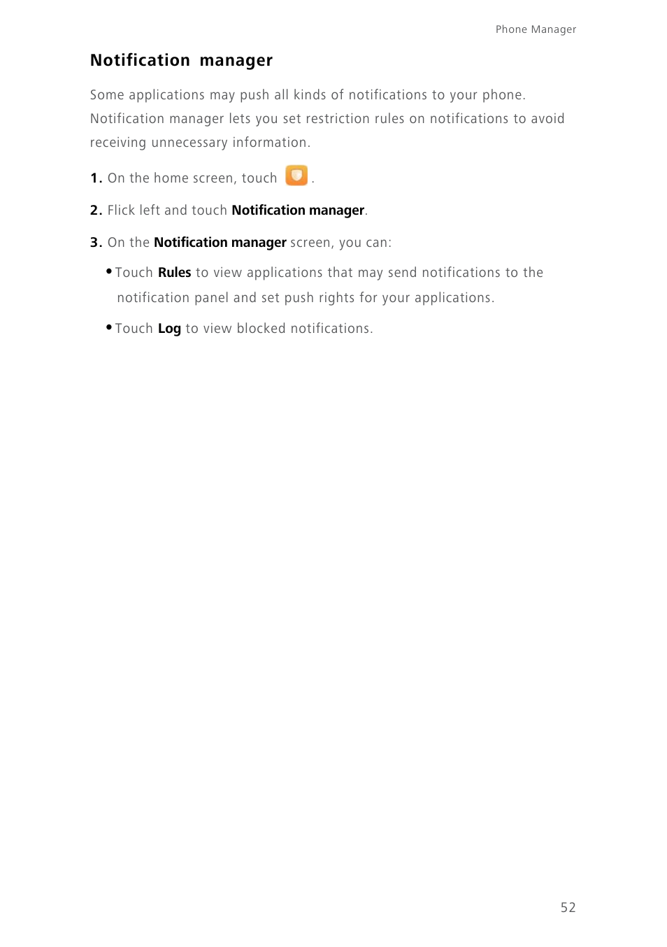 Notification manager | Huawei Ascend Y550 User Manual | Page 56 / 71