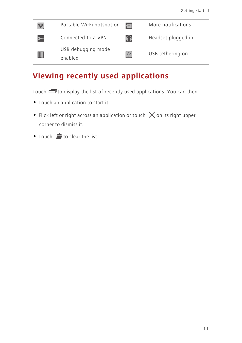 Viewing recently used applications | Huawei Honor 6 User Manual | Page 15 / 81