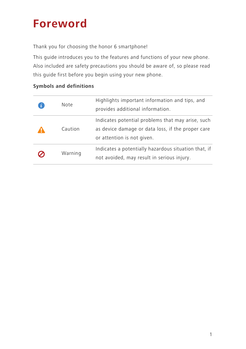 Foreword | Huawei Honor 6 User Manual | Page 5 / 81