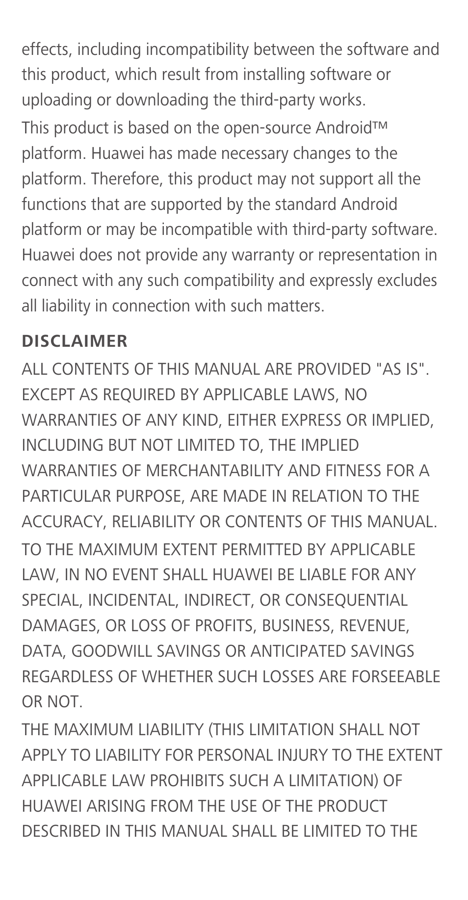 Disclaimer | Huawei Ascend Y550 User Manual | Page 12 / 28