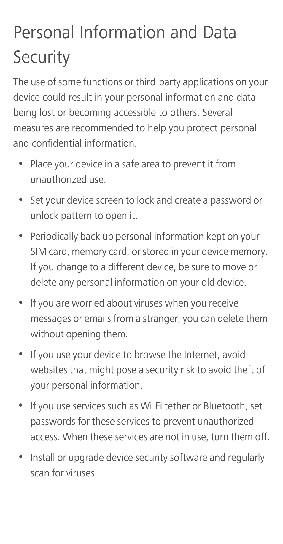 Personal information and data security | Huawei Ascend Y550 User Manual | Page 14 / 28