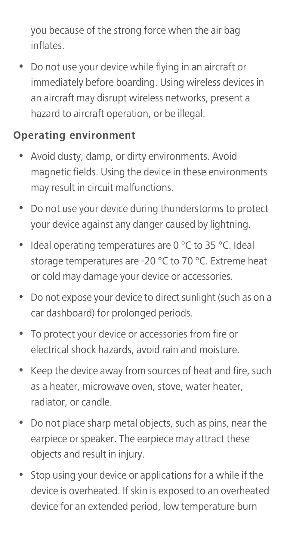 Operating environment | Huawei Ascend Y550 User Manual | Page 18 / 28