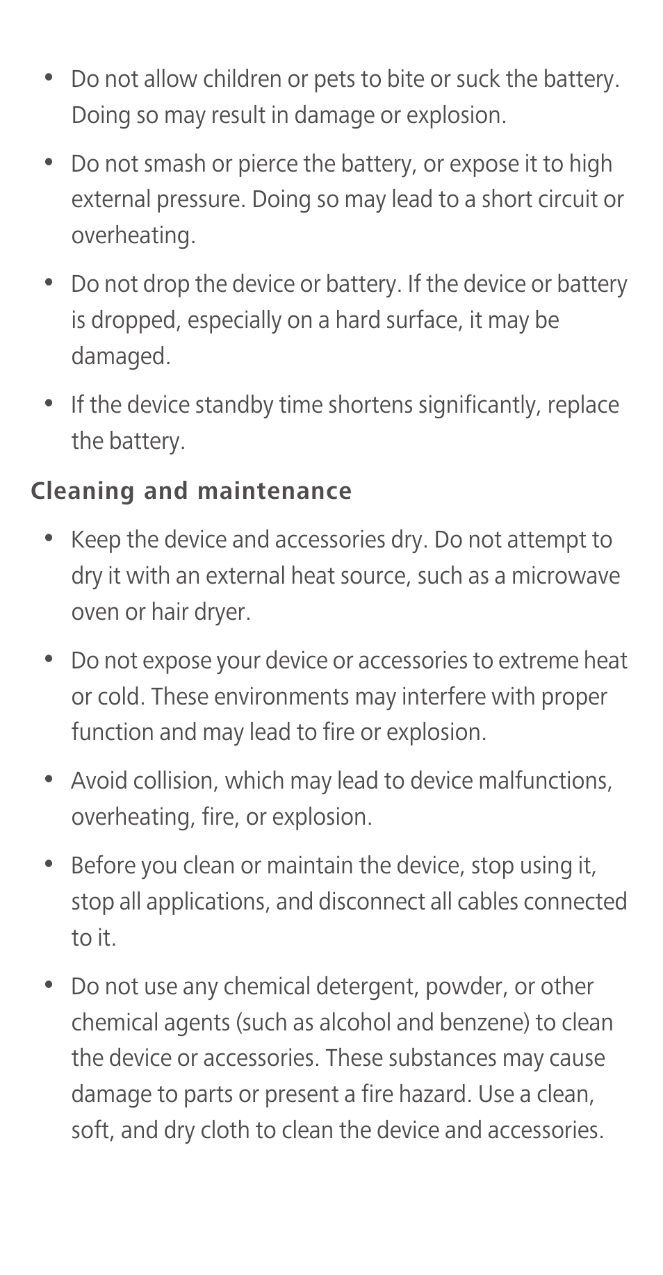 Cleaning and maintenance | Huawei Ascend Y550 User Manual | Page 22 / 28