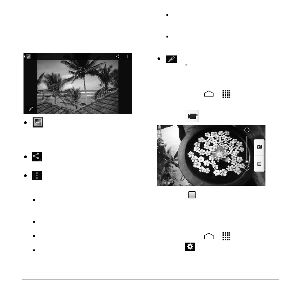Review screen, Record videos, Camera and video camera settings | Kyocera Hydro LIFE User Manual | Page 55 / 109