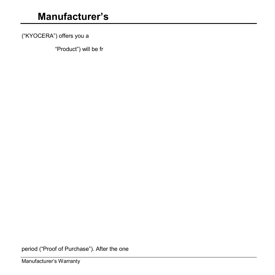 13 manufacturer’s warranty, Manufacture, R’s warranty | Kyocera Hydro LIFE User Manual | Page 97 / 109