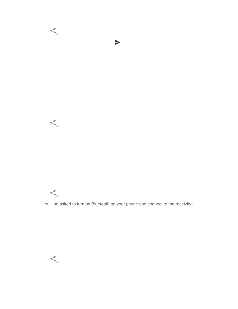 Send pictures or videos by message, Send pictures or videos using bluetooth, Share pictures and videos on google | Kyocera Brigadier User Manual | Page 106 / 173