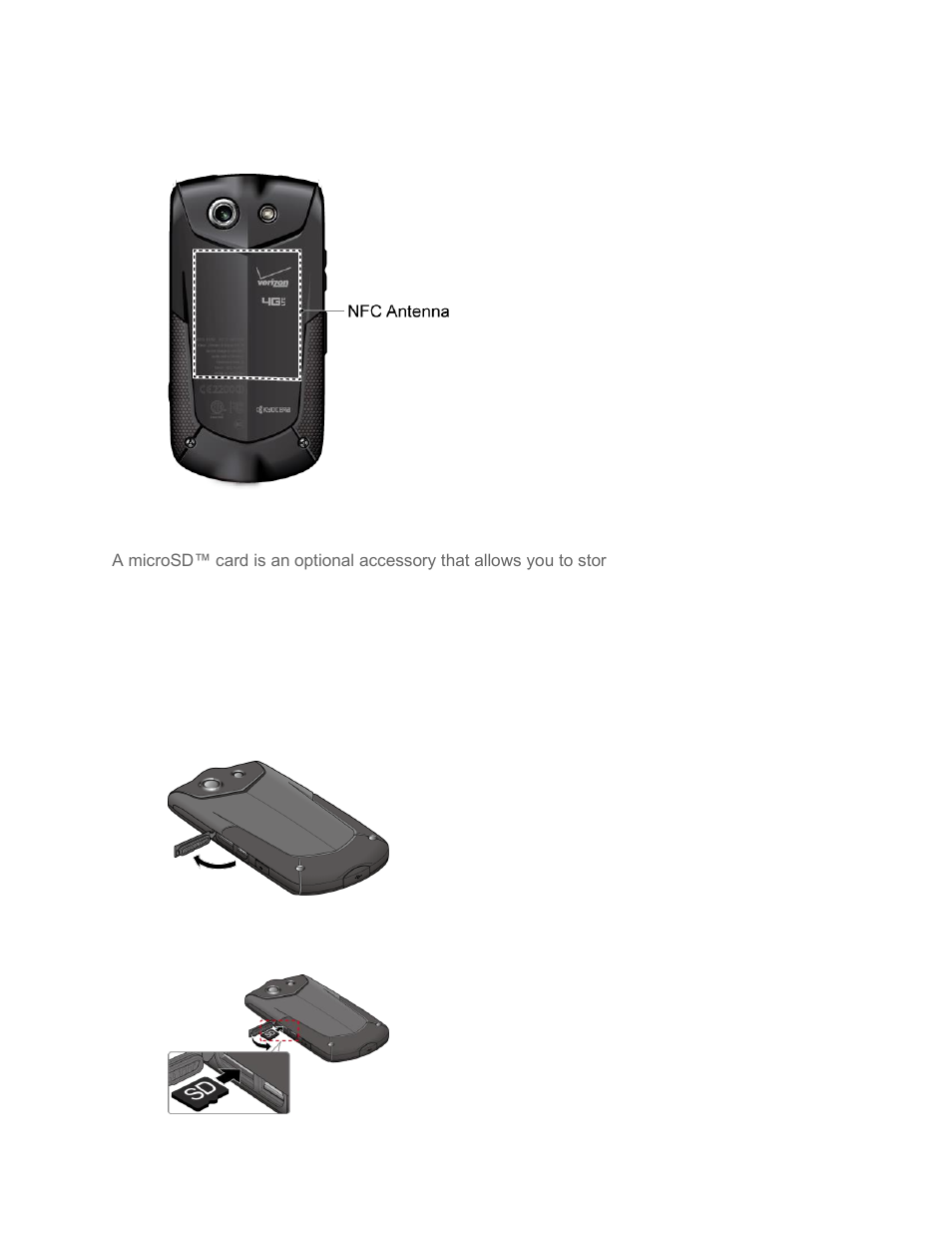 Microsd card, Insert or remove a microsd card | Kyocera Brigadier User Manual | Page 127 / 173