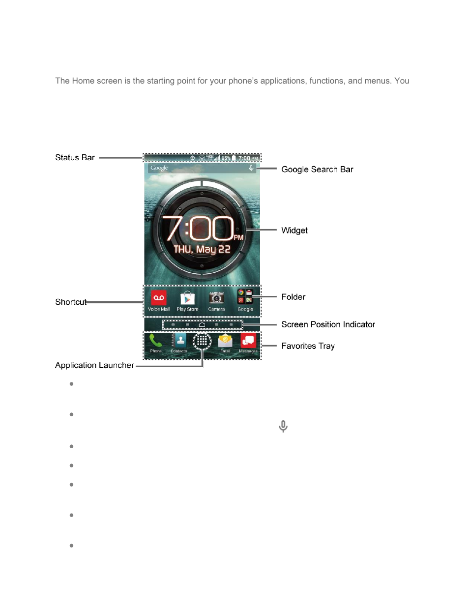 Your home screen, Home screen overview | Kyocera Brigadier User Manual | Page 23 / 173