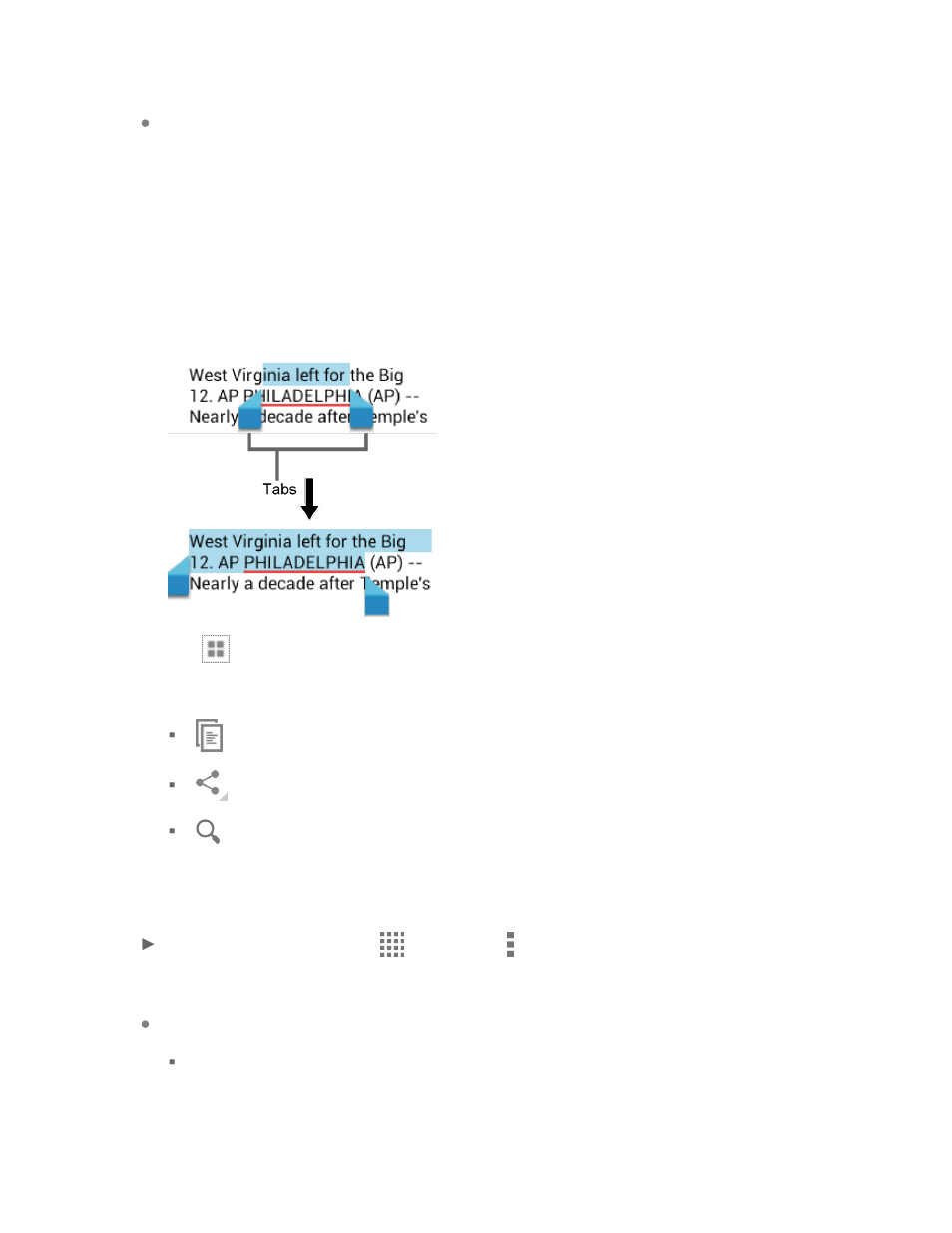 Adjust chrome settings, Select text on a web page | Kyocera Brigadier User Manual | Page 92 / 173