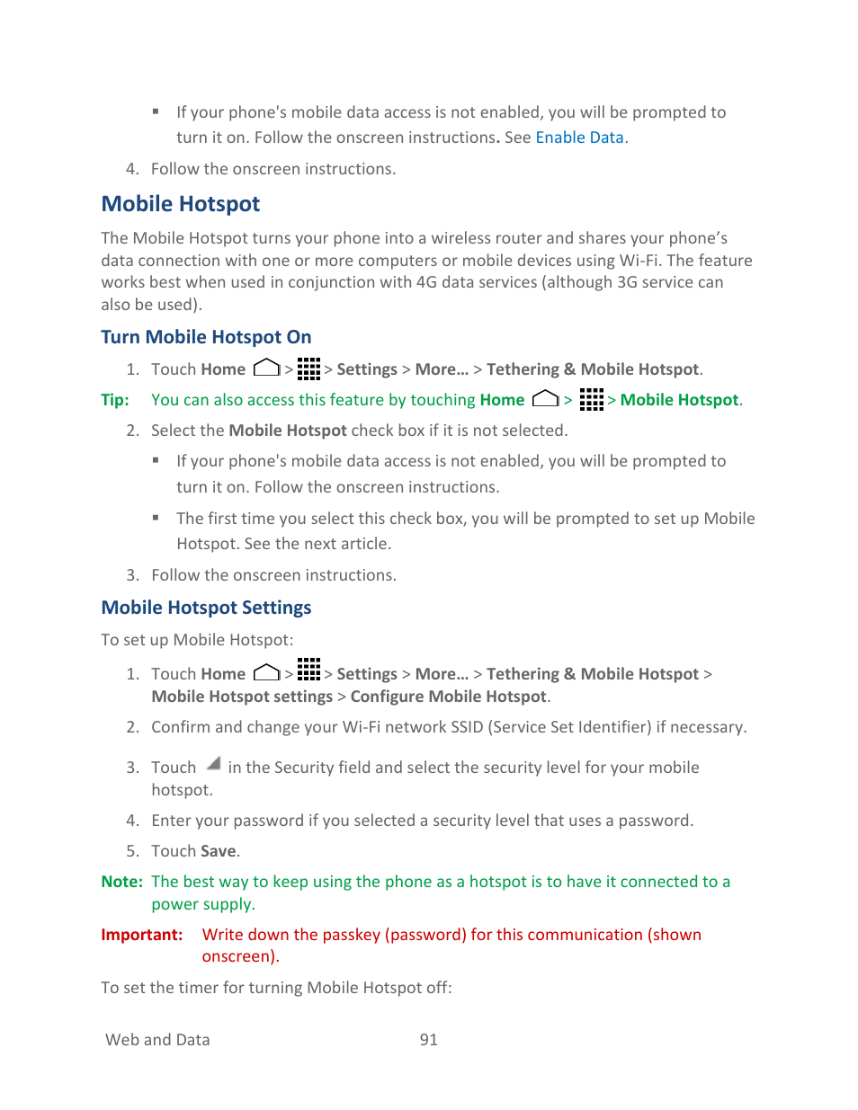 Mobile hotspot | Kyocera Hydro LIFE User Manual | Page 100 / 181