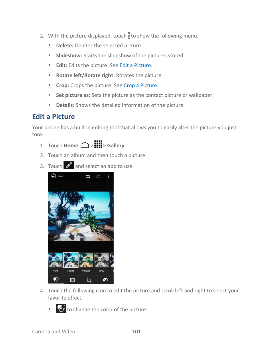 Edit a picture | Kyocera Hydro LIFE User Manual | Page 110 / 181