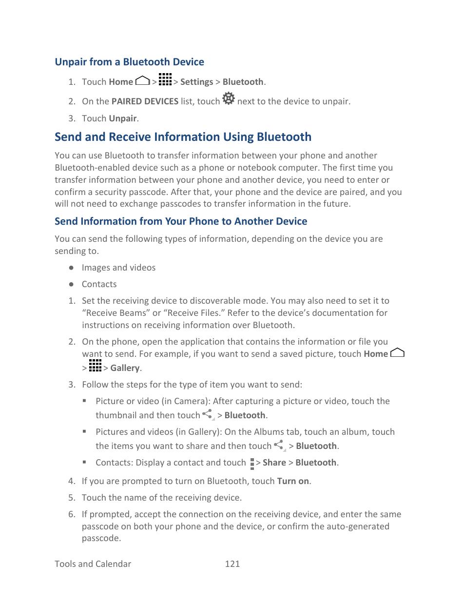 Send and receive information using bluetooth | Kyocera Hydro LIFE User Manual | Page 130 / 181