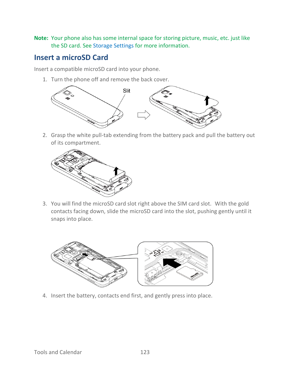 Insert a microsd card | Kyocera Hydro LIFE User Manual | Page 132 / 181