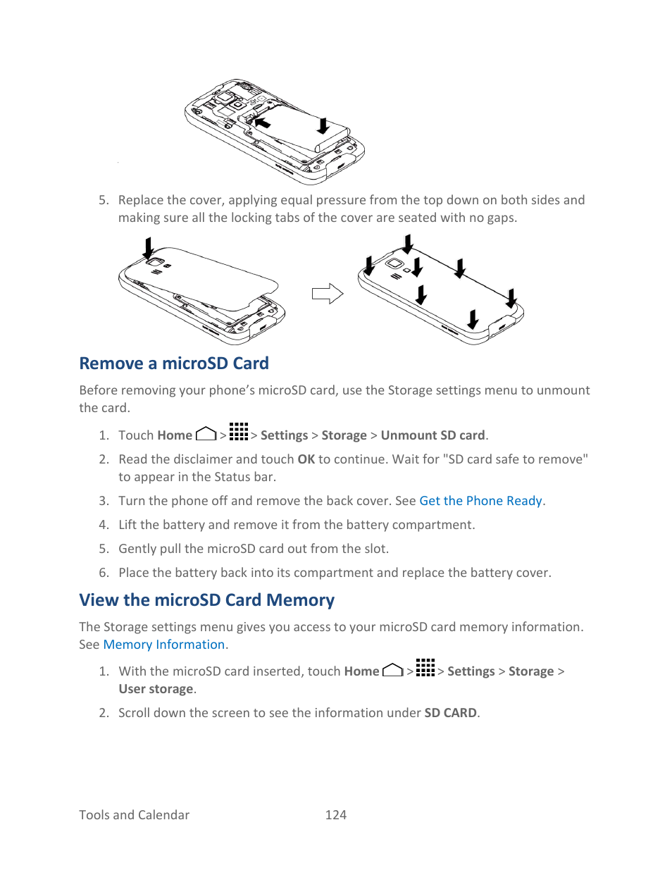 Remove a microsd card, View the microsd card memory | Kyocera Hydro LIFE User Manual | Page 133 / 181