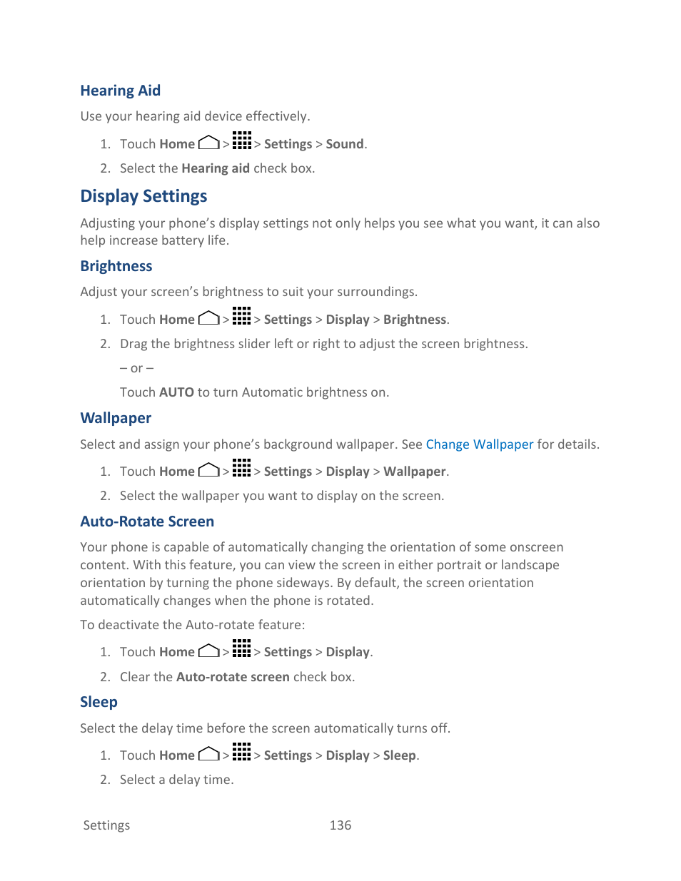 Display settings, Sleep | Kyocera Hydro LIFE User Manual | Page 145 / 181
