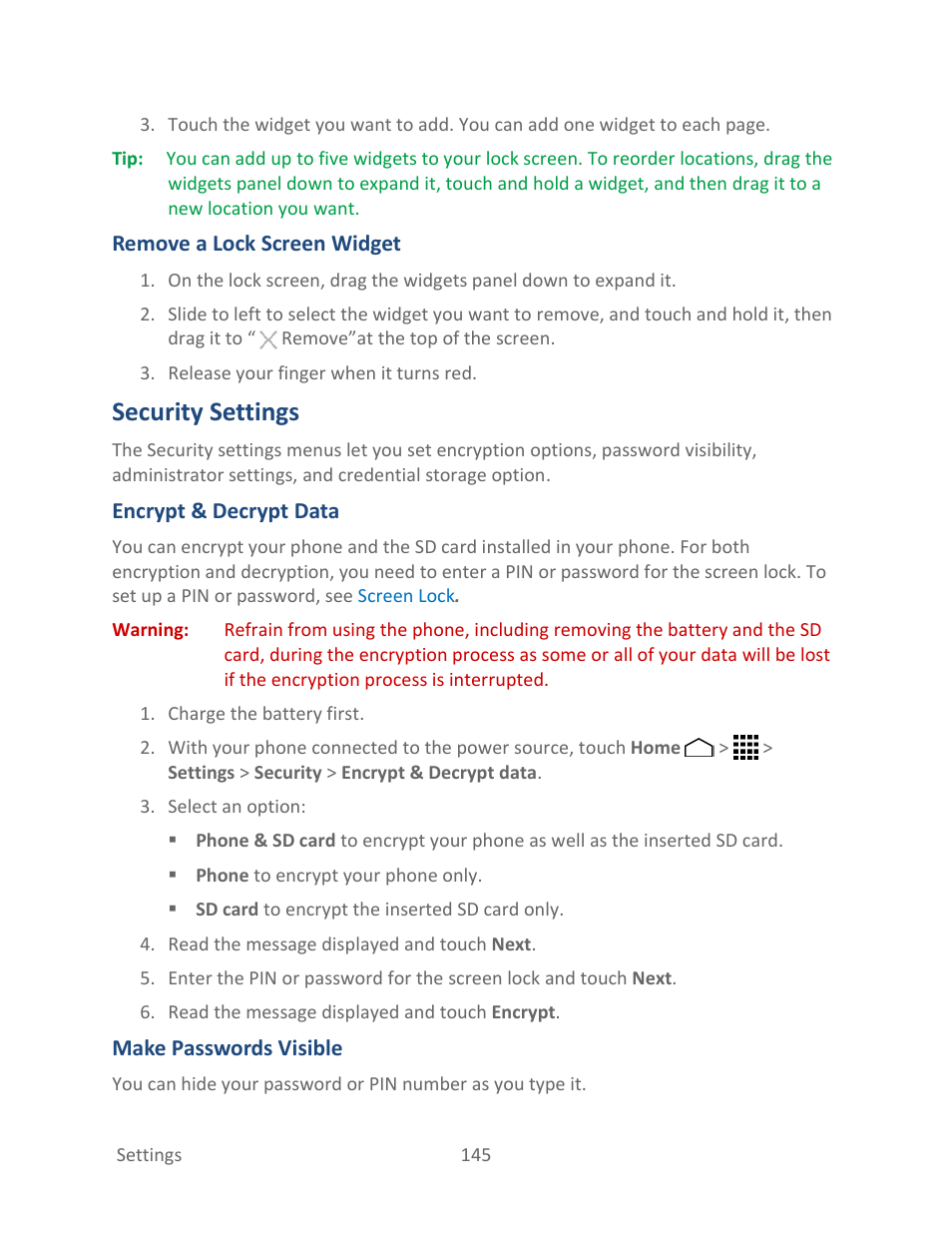 Security settings | Kyocera Hydro LIFE User Manual | Page 154 / 181