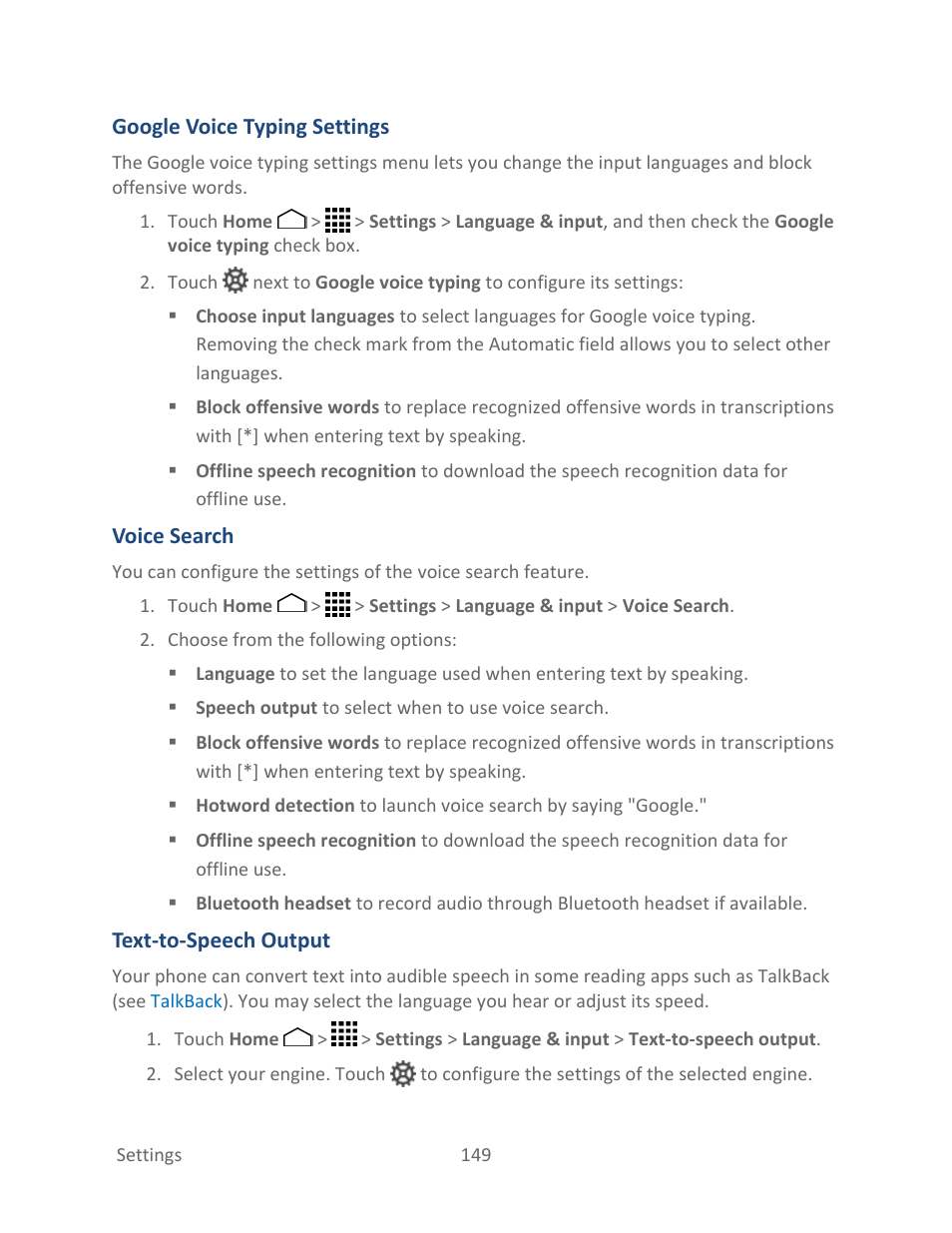 Google voice, Typing settings | Kyocera Hydro LIFE User Manual | Page 158 / 181