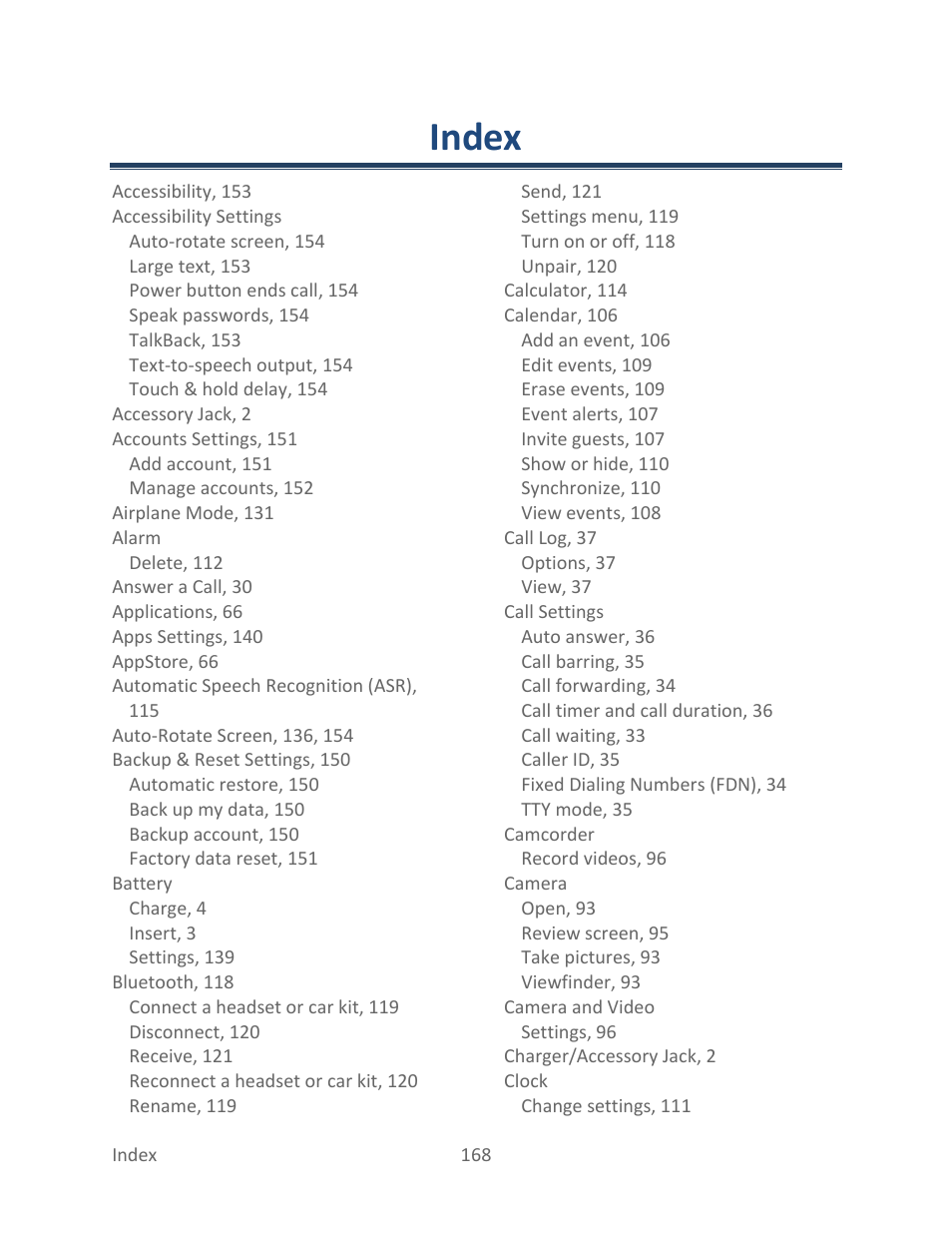 Index | Kyocera Hydro LIFE User Manual | Page 177 / 181