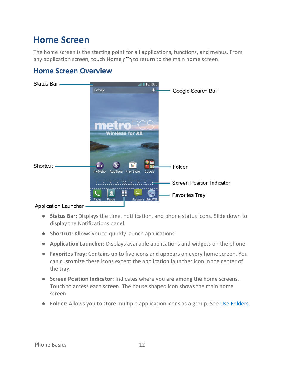 Home screen, Home screen overview | Kyocera Hydro LIFE User Manual | Page 21 / 181