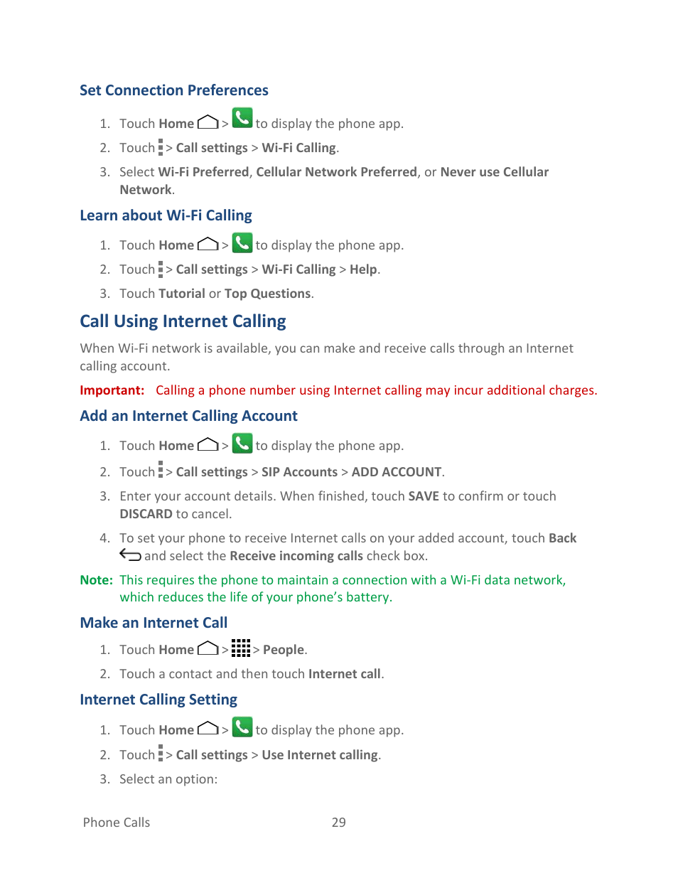 Call using internet calling | Kyocera Hydro LIFE User Manual | Page 38 / 181