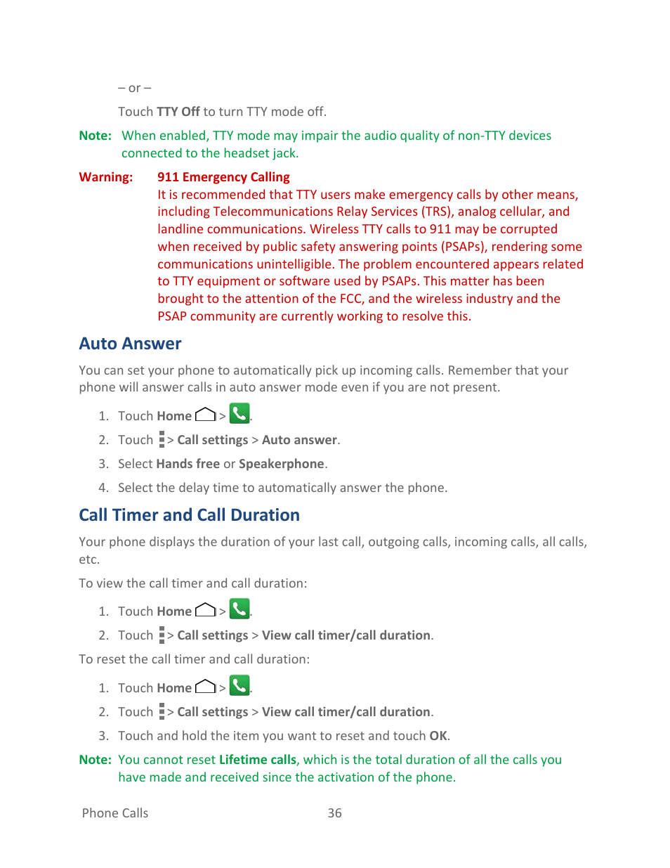 Auto answer, Call timer and call duration | Kyocera Hydro LIFE User Manual | Page 45 / 181