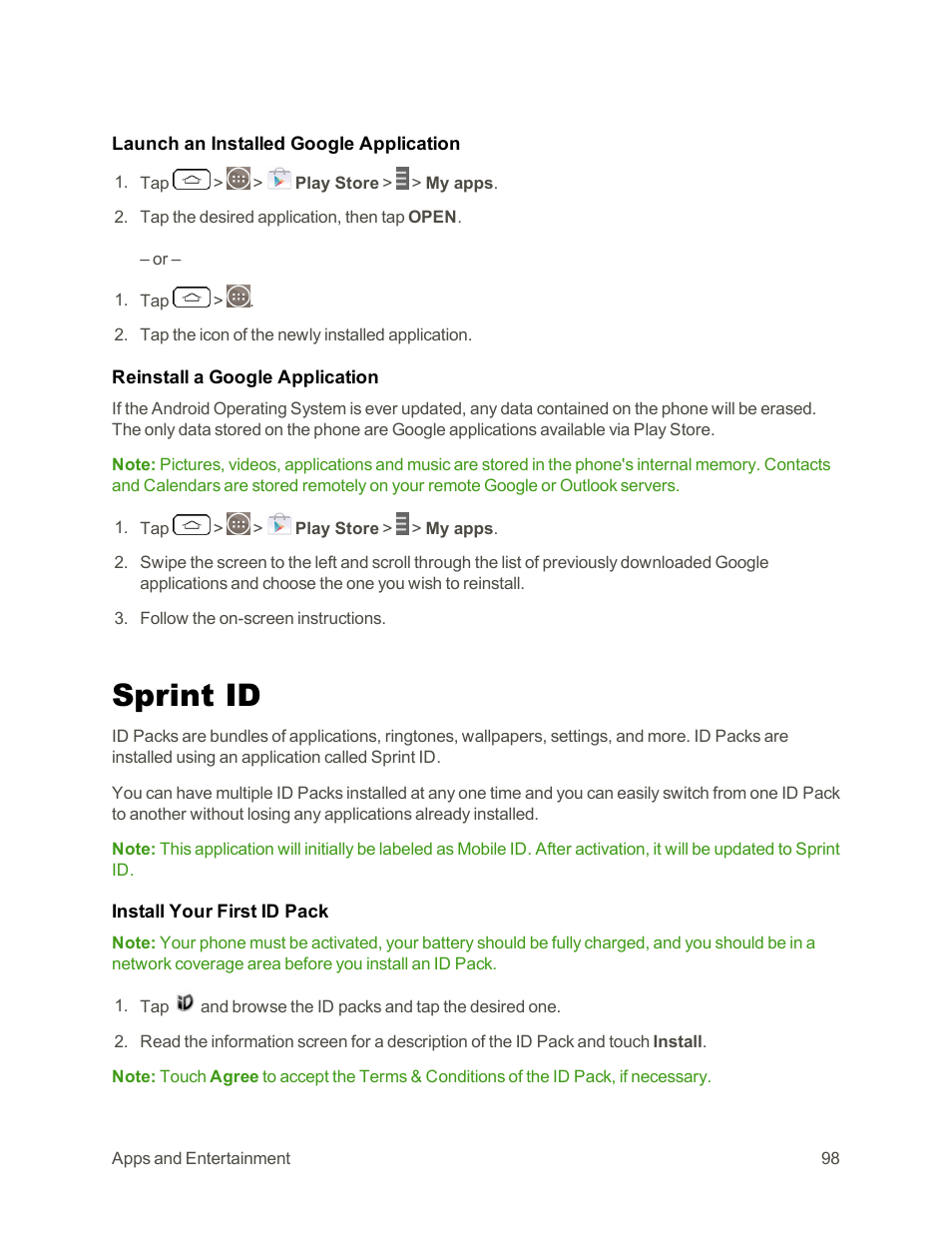 Sprint id | LG G3 Vigor User Manual | Page 107 / 199