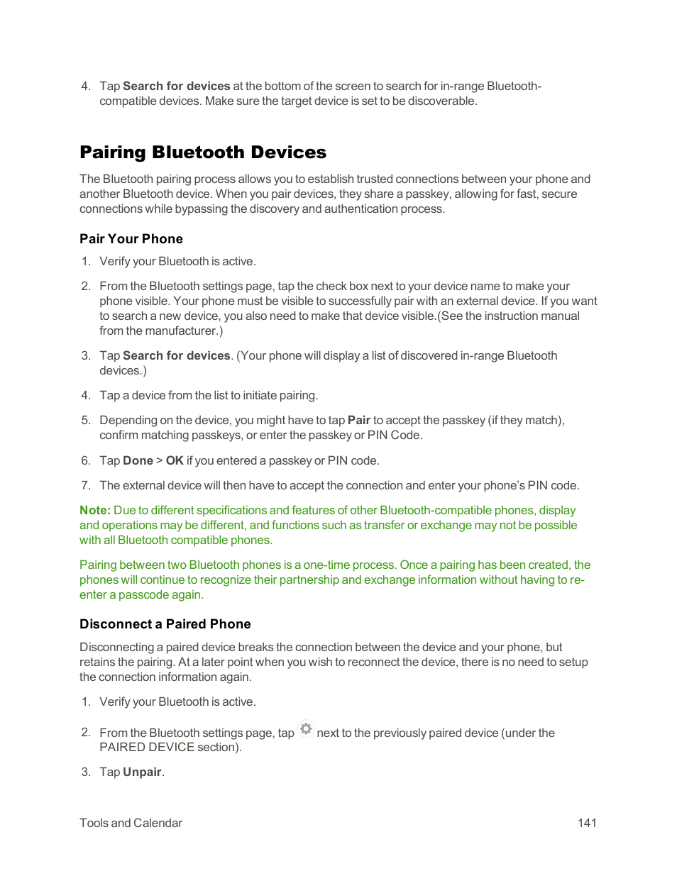 Pairing bluetooth devices | LG G3 Vigor User Manual | Page 150 / 199