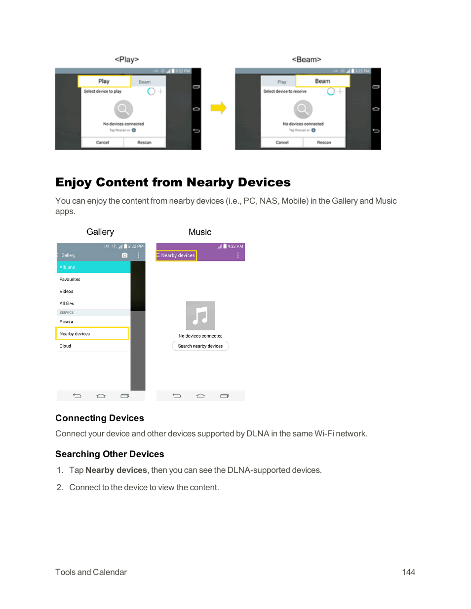 Enjoy content from nearby devices | LG G3 Vigor User Manual | Page 153 / 199
