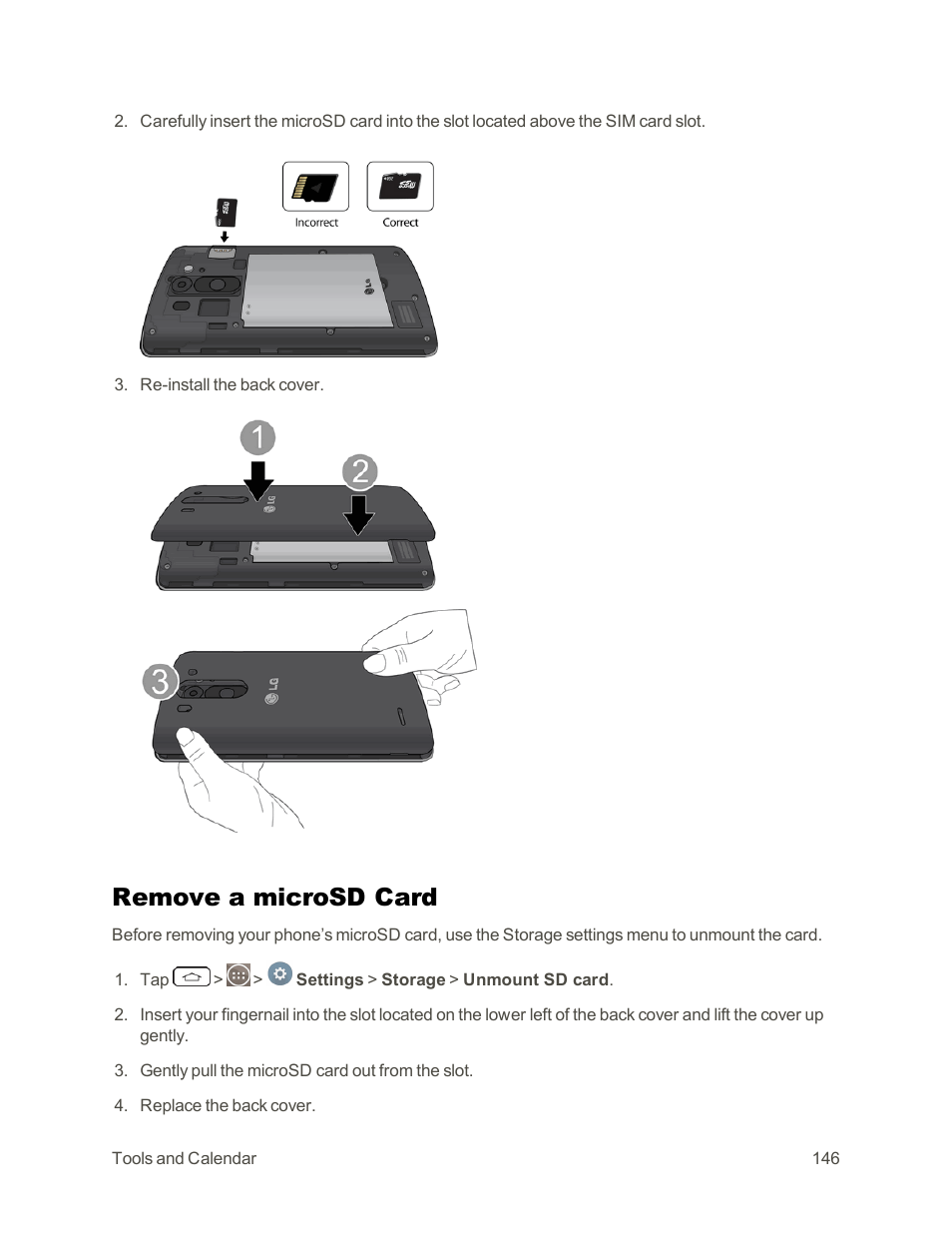 Remove a microsd card | LG G3 Vigor User Manual | Page 155 / 199