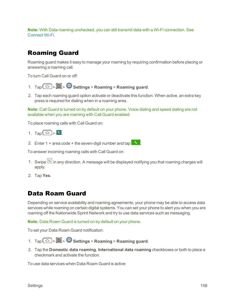 Roaming guard, Data roam guard | LG G3 Vigor User Manual | Page 167 / 199