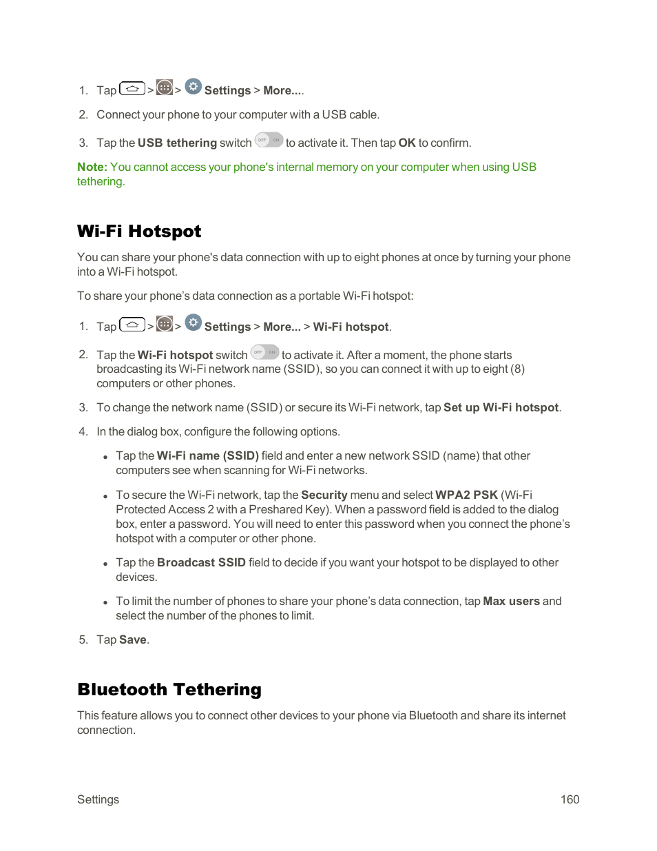 Wi-fi hotspot, Bluetooth tethering | LG G3 Vigor User Manual | Page 169 / 199